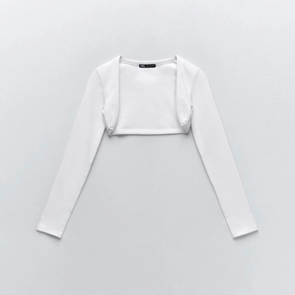 NWOT ZARA Ribbed White Arm Warmers Shrug Trafaluc Collection SIZE SMALL - Picture 2 of 10